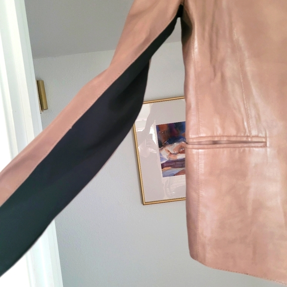 Bod & Christensen Leather Blazer with Fabric Sleeve Detail sz 2 - Picture 8 of 11